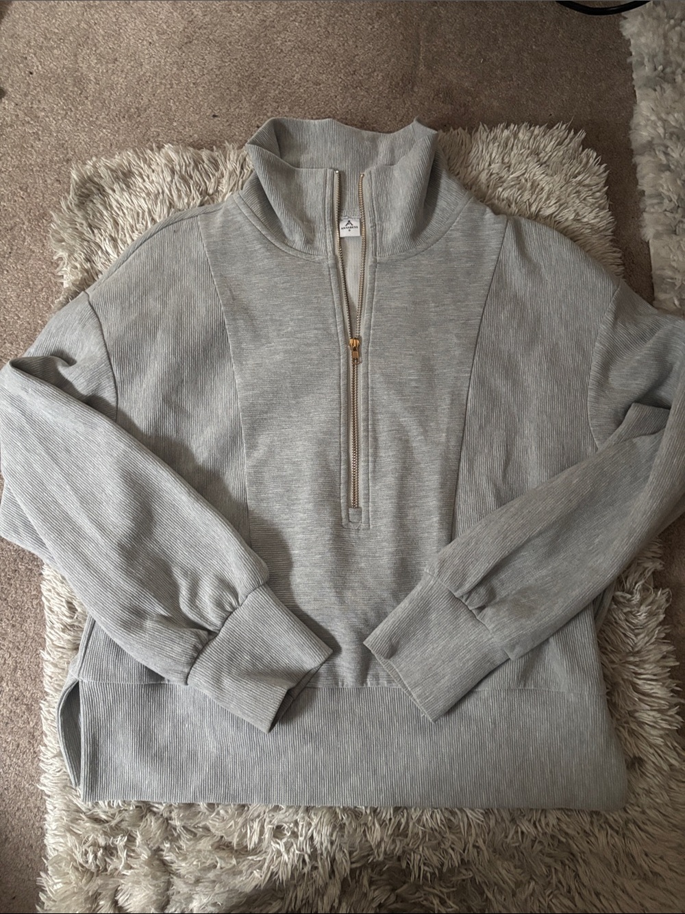 Anrabess Light Gray Half-Zip Sweater Pullover size small